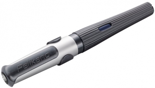 Stilou Structure, penita L, grip ergonomic, pentru stangaci, 1 patron mare albastru inclus, culoare gri, in cutie de carton, Pelikan